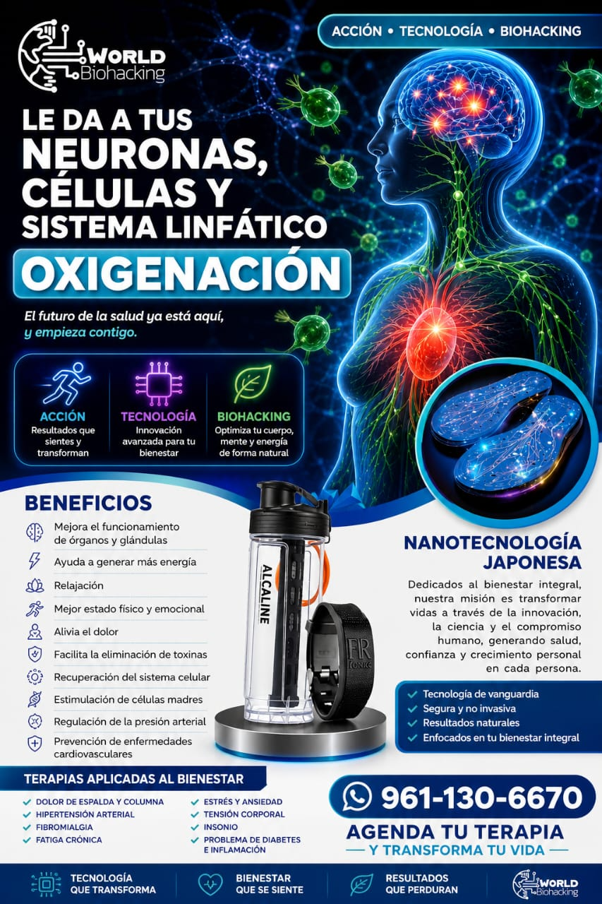 Material promocional de World Biohacking sobre acción, tecnología, oxigenación y bienestar